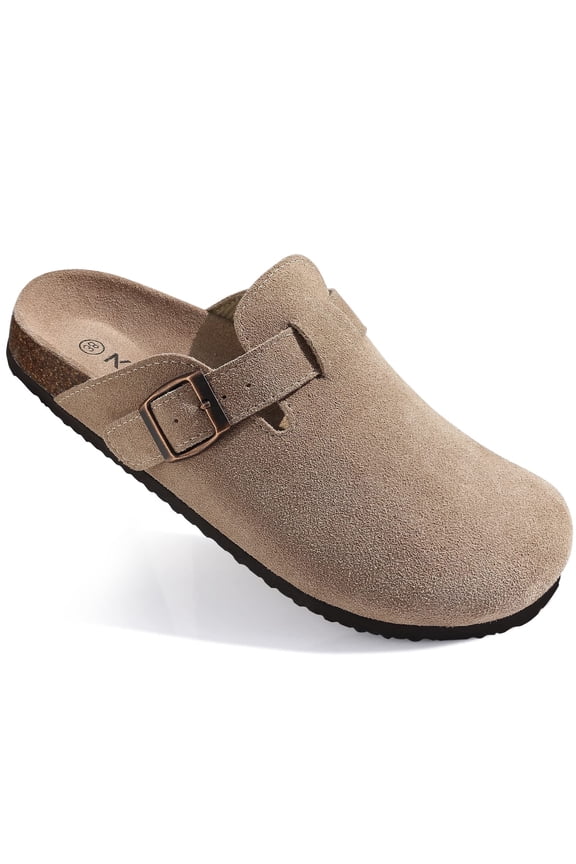 Suede Clogs for Women Footbed Sandals Potato Shoes with Arch Support