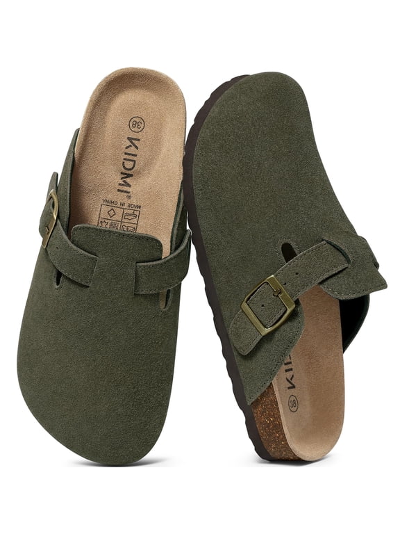 Suede Clogs for Women Footbed Sandals Potato Shoes with Arch Support