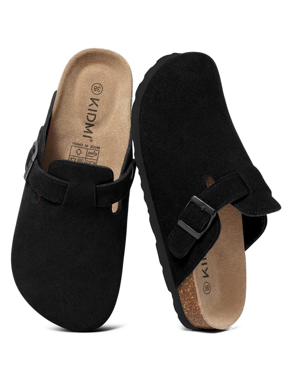 Suede Clogs for Women Footbed Sandals Potato Shoes with Arch Support