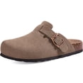 thumbnail image 1 of Comwarm Vegan Suede Clogs for Women Men, Arch Support Leather Mules Potato Sandals Shoes with Cork Footbed, Grey, 1 of 6