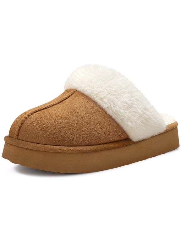 Womens Fuzzy Memory Foam Slippers Fluffy Platform Winter House Shoes for Indoor and Outdoor