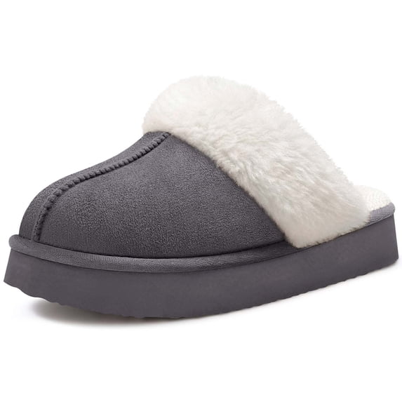 Comwarm Womens Fuzzy Memory Foam Slippers Fluffy Platform Winter House Shoes for Indoor and Outdoor