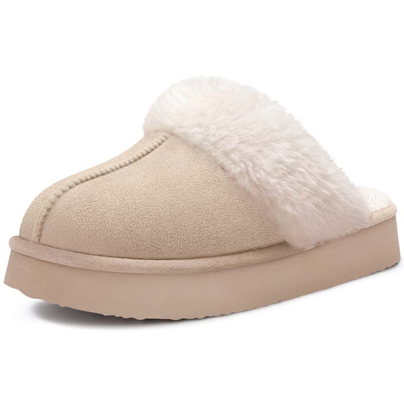 Comwarm Womens Fuzzy Memory Foam Slippers Fluffy Platform Winter House Shoes for Indoor and Outdoor