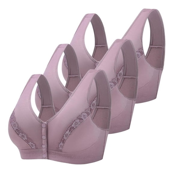 Comy 3 Pack Lace Front Snap Bra for Women Seamless Wirefree Full Coverage Bra 38