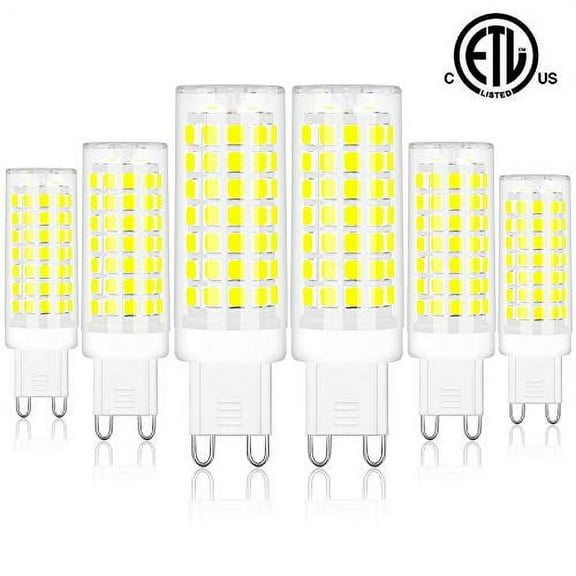 Comzler G9 Bi Pin Base 6W LED Bulbs Daylight White 6000K - G9 Base Bulbs for Chandeliers, Home Lighting, 60W Halogen Equivalent, Non-dimmable, 600LM, Pack of 6
