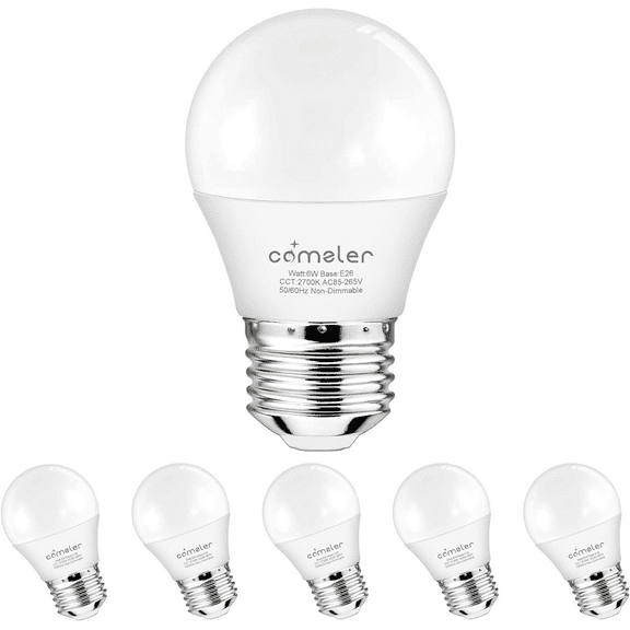 comzler Small Light Bulb 6 Watts Warm White Light 2700K, 60 Watts Globe Light Bulb Equivalent, Small Light Bulb 6 Watts Warm White Light 2700K, 60 Watts Globe Light Bulb Equivalent,