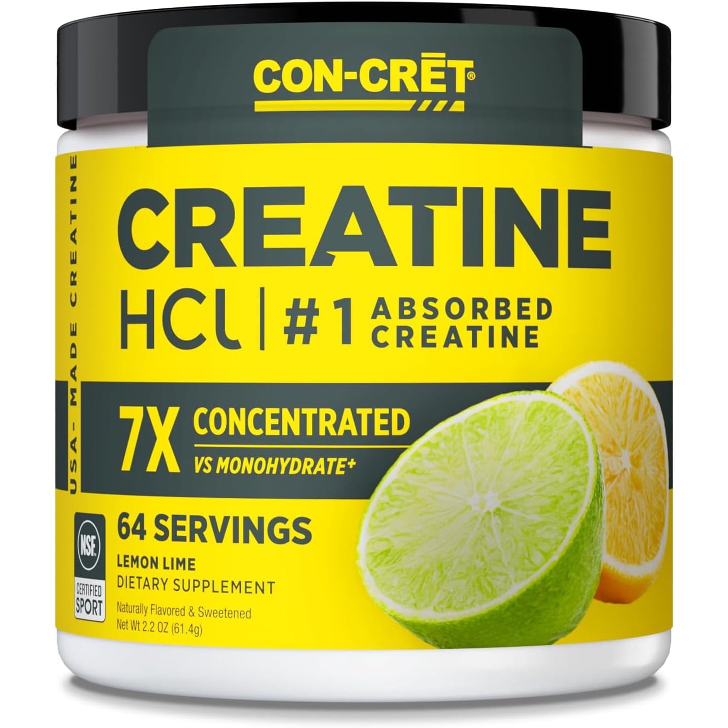 Creatine HCl Powder, Muscle, Cognitive & Energy Support, Lemon Lime, 64 Servings