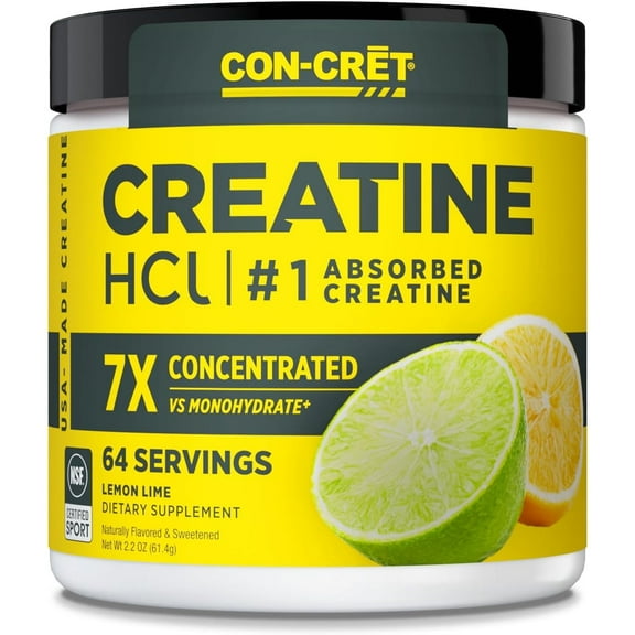 Creatine HCl Powder, Muscle, Cognitive & Energy Support, Lemon Lime, 64 Servings