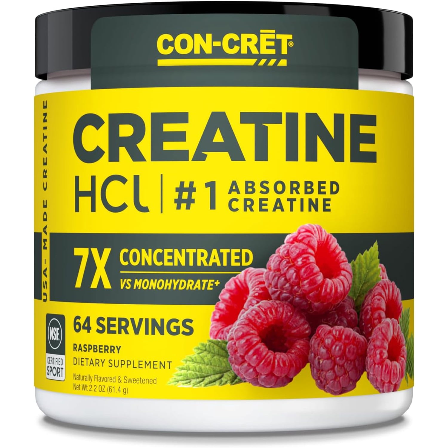 Con-Cret Patented Creatine HCl, Raspberry, 2.2 oz (61.4 g)