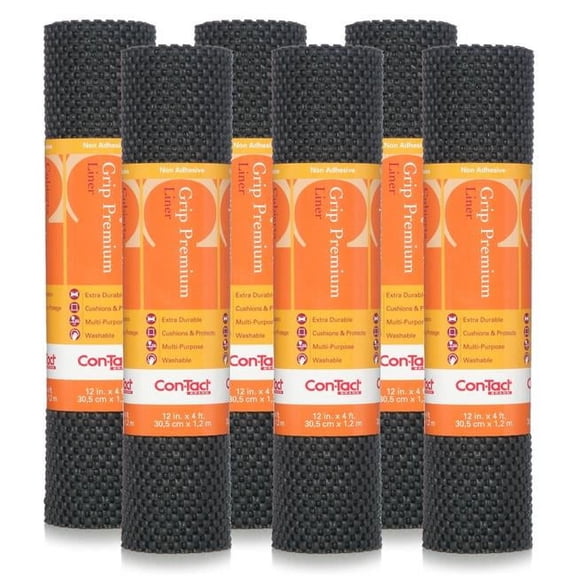 Con-Tact Brand 04F-C6O51-06EC Con-Tact Brand Grip Premium Non-Adhesive Non-Slip Shelf and Drawer Liner, Black (6 Pack)
