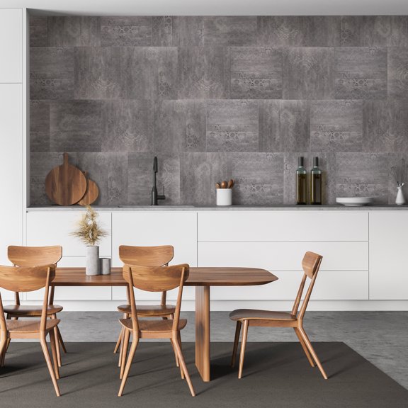 Con-Tact Brand 12" x 12" Washed Dark Wall Tiles Peel and Stick Self Adhesive Panels, for Indoor