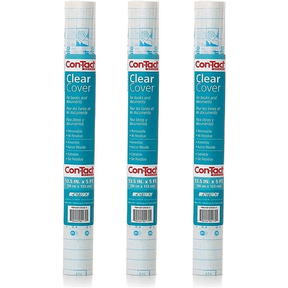 Con-Tact Brand Clear Contact Adhesive Protective Liner, 13.5 in x 5 ft Roll, 3 Count