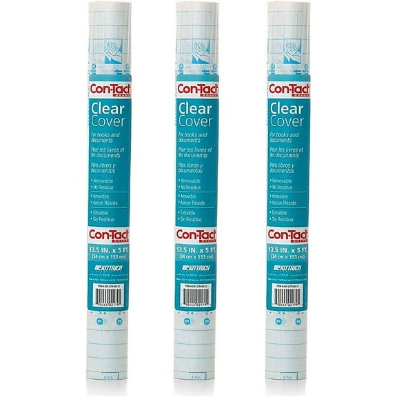 Con-Tact Brand Clear Contact Adhesive Protective Liner, 13.5 in x 5 ft Roll, 3 Count