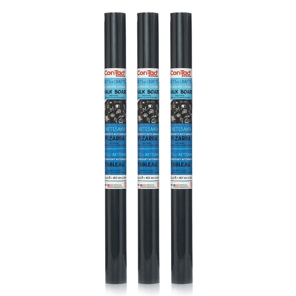 Con-Tact Brand Adhesive Chalkboard Roll, 18" x 6', 3 Rolls