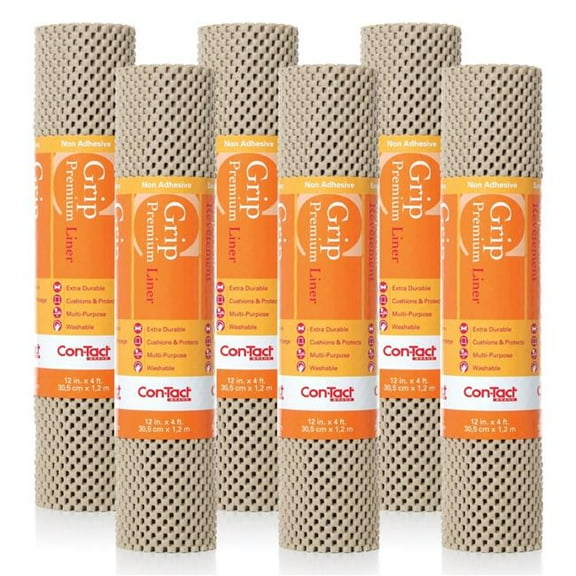Con-Tact Brand 04F-C6L59-06EC Con-Tact Brand Grip Premium Non-Adhesive Non-Slip Shelf and Drawer Liner, Taupe (6 Pack)