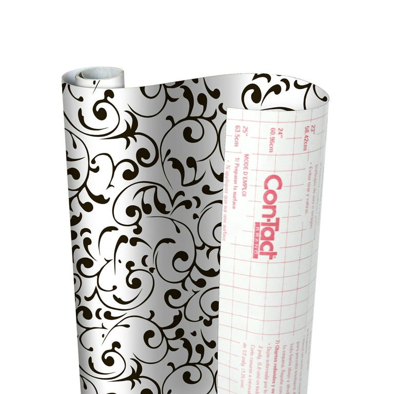 Con-Tact Grip Prints 18 in. x 4 ft. Black and White Non-Adhesive Shelf and Drawer Liner (6-Rolls)
