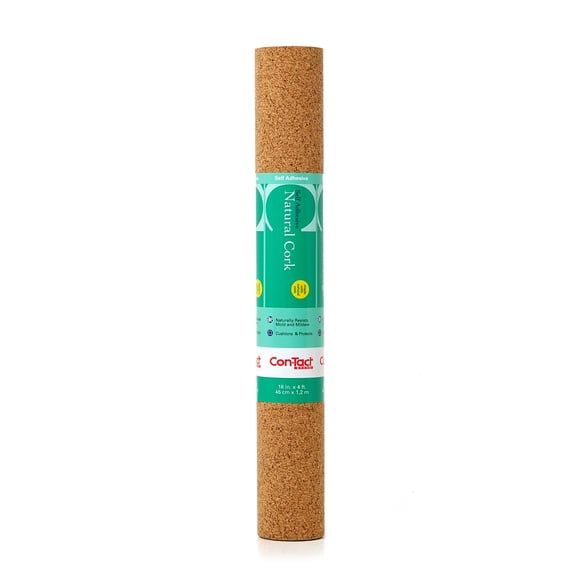 Con-Tact Brand Cork Roll, Self-Adhesive Cork Roll, Multi-Purpose Cork Shelf Liner 18" x 4 ft, Brown