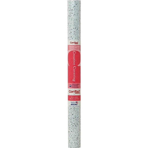 Con-Tact Brand Creative Covering, Self-Adhesive Shelf Liner, Multi-Purpose Vinyl Roll, Easy to Use and Apply, 18'' x 9', Granite Black and White