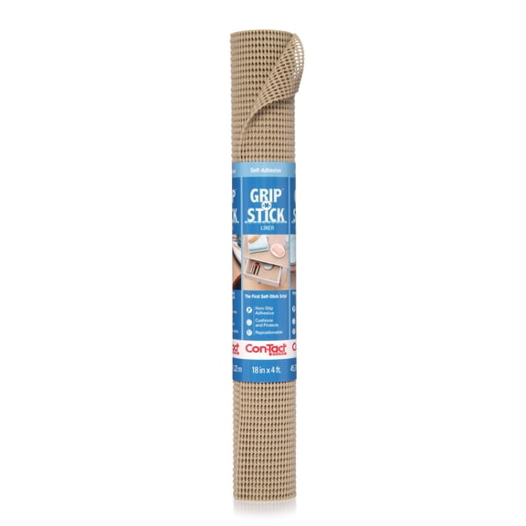 Con-Tact Brand Grip N Stick Shelf & Drawer Liner, Taupe, 18” x 4’