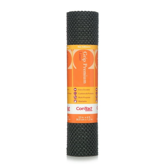 Con-Tact Brand Grip Premium Solid Thick Non-Adhesive Shelf and Drawer Liner, Black 12 in x 4ft.