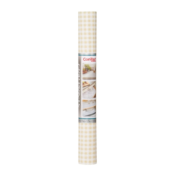 Con-Tact Brand Grip Prints Khaki Plaid Non-Adhesive Shelf & Drawer Liner, 18” x 4’