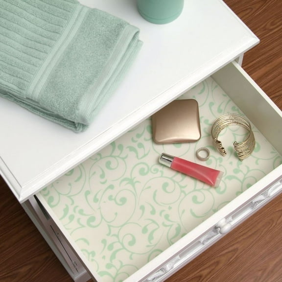 Con-Tact Brand Luxurious Fabric Top Non- Adhesive, Virtu Mist, 18 in x 4ft