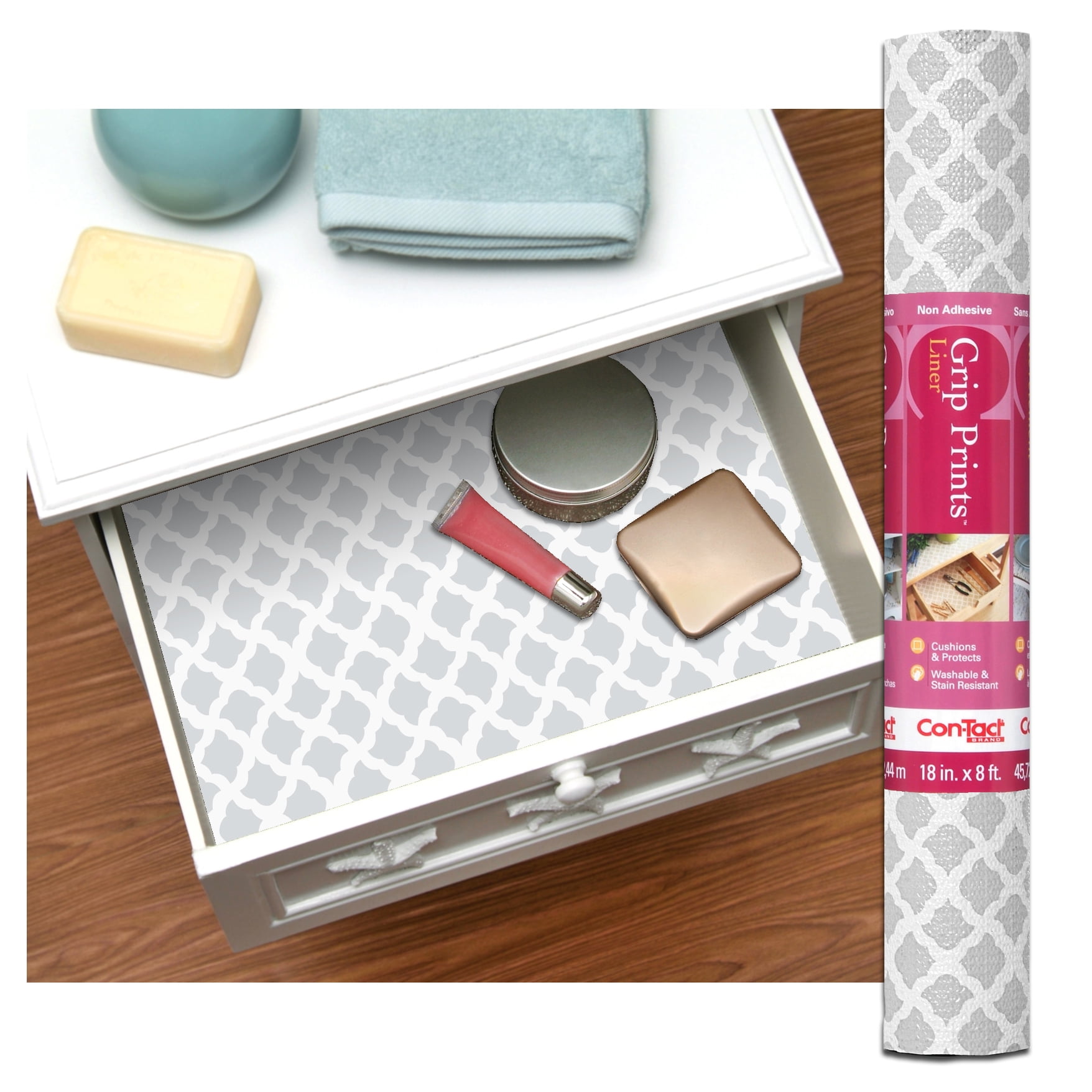 Con-Tact Brand Non- Adhesive 18 in x 8 ft Shelf Liner, Talisman Glacier ...