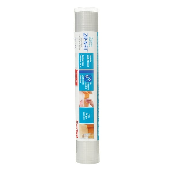 Con-Tact Brand Zip-N-Fit Storage Non-Adhesive Drawer & Shelf Liner, Clear, 4 ft x 18 in, 1 Roll