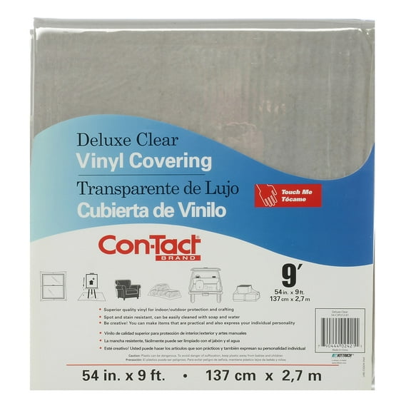 Con-Tact Medium-Weight Deluxe Clear Vinyl Covering 54 in x 9 ft for Multi-Purpose Surface Protection