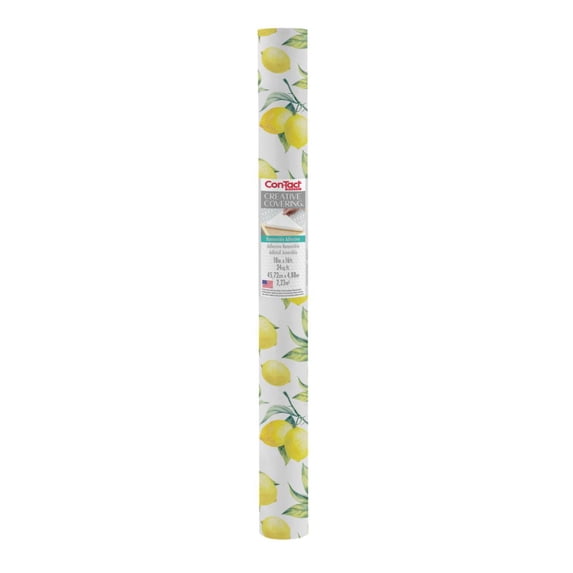 Con-Tact Creative Covering™ Printed Vinyl Top - Lemons SM, 18 in. x 16 ft., Best Used for Surface Protection and Shelf Organization