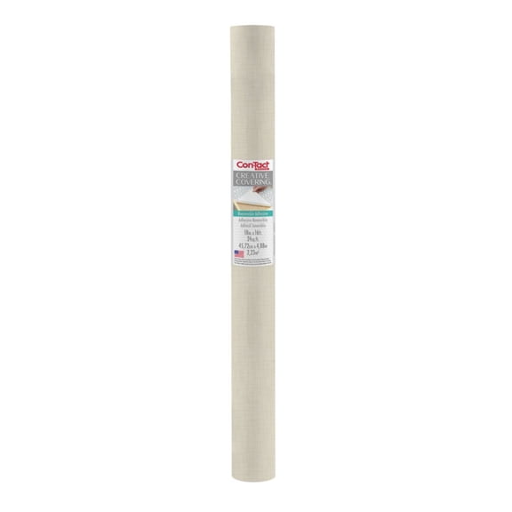 Con-Tact Creative Covering Printed Vinyl Top - Linen Cream, 18 in. x 16 ft., Ideal Use for Surface Protection and Shelf Organization