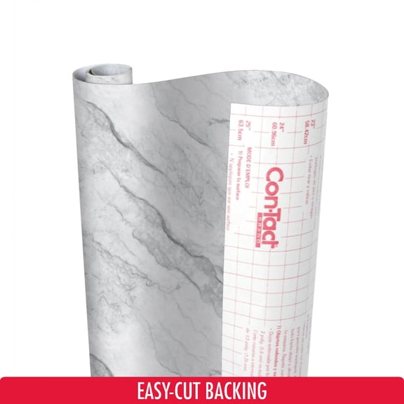 Con-Tact Creative Covering Printed Vinyl Top - Marble Gray, 18 in. x 16 ft., A Practical Choice for Surface Protection and Shelf Organization