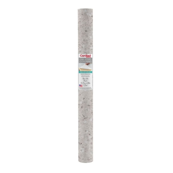 Con-Tact Creative Covering Printed Vinyl Top - Terrazzo Beige Stone, 18 in. x 16 ft., Made for Surface Protection and Shelf Organization