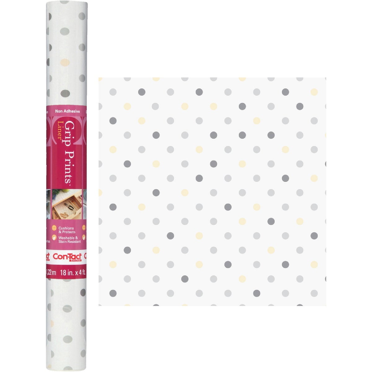 ConTact Grip Print 18 In. x 4 Ft. Dottie Gray NonAdhesive Shelf Liner