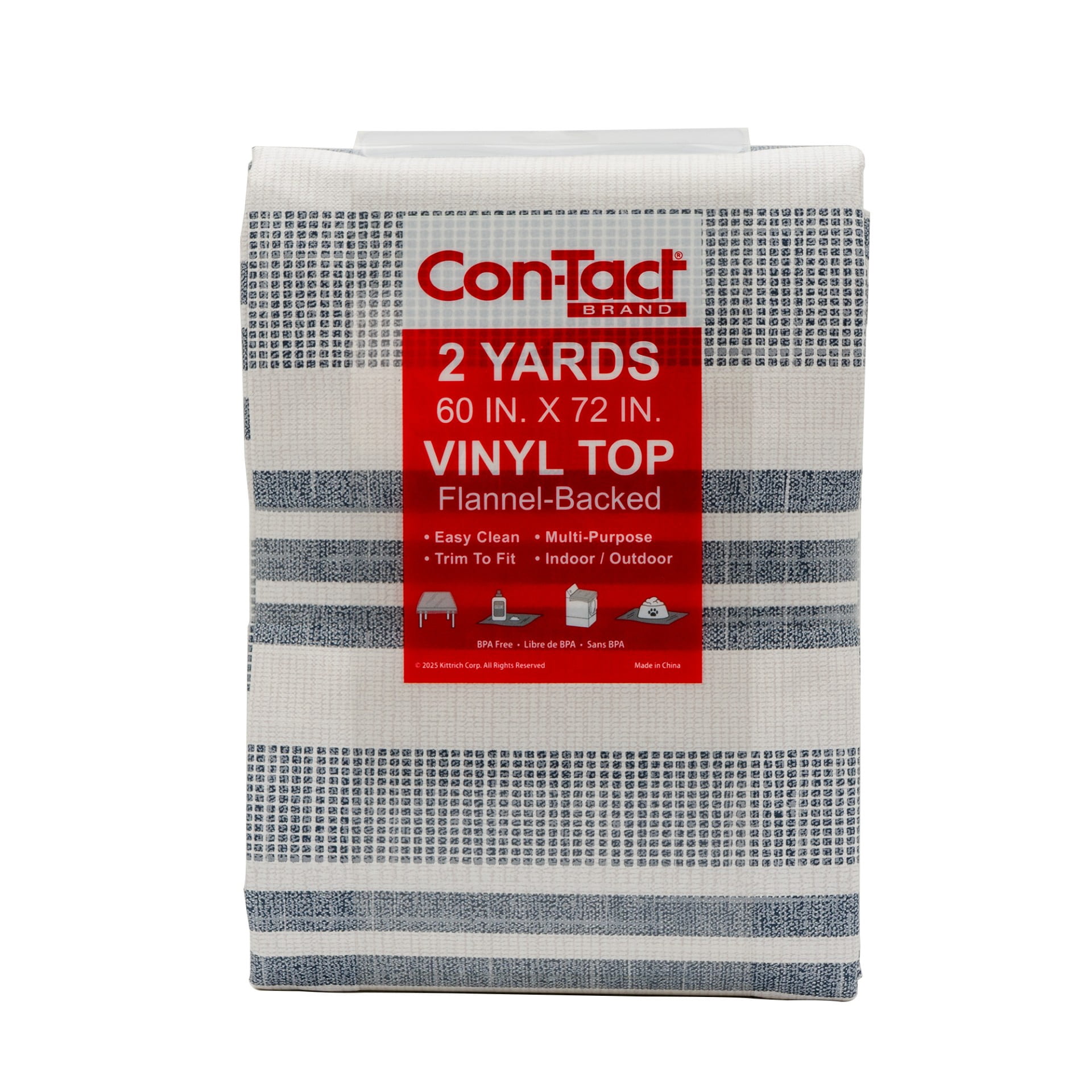 Con-Tact Brand Yard Goods Vinyl Fabric with Flannel Backing, Pre-Cut Linen Strip Denim Blue, 60 in. x 72 in.
