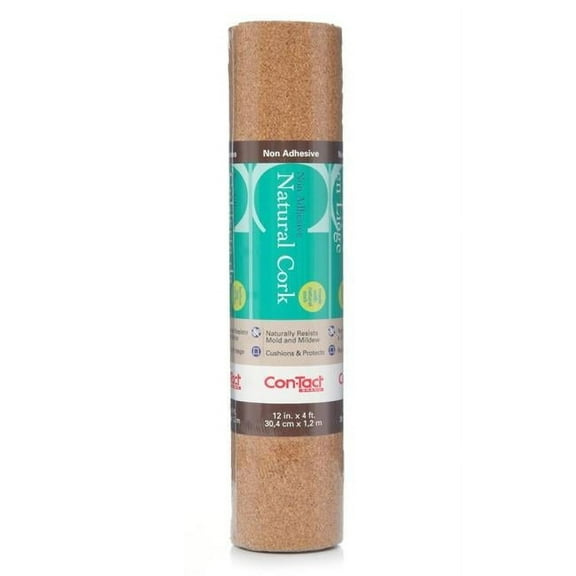 Con-tact Brand   Con-Tact Brand Cork Non-Adhesive Shelf and Drawer Liner for Crafters, 12' x 4', Natural (6 Rolls)