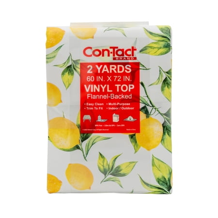 Con-Tact Brand Yard Goods Vinyl Fabric with Flannel Backing, Pre-Cut Fruits & Lemons, 60 in. x 72 in.