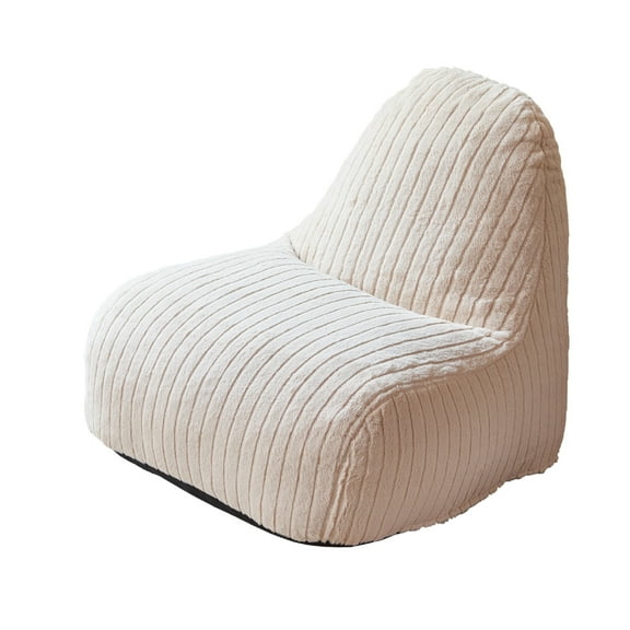 ConToose Comfy White Shell-Shaped Foam Bean Bag Chair, High-Density Lazy Sofa Relaxing Chair