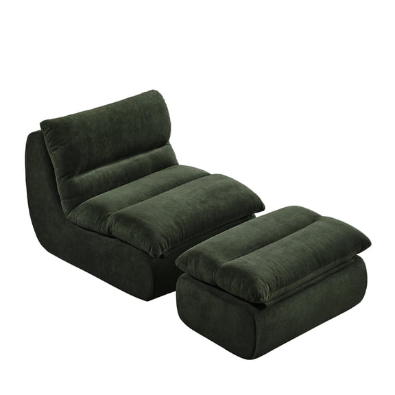 ConToose Giant Ultra Comfortable Cloud Lazy Sofa with Ottoman Memory Foam - Filled Loungers, Skin - Friendly Fabric & Ergonomic Design in Green, Ideal for Living Room, Bedroom & More!