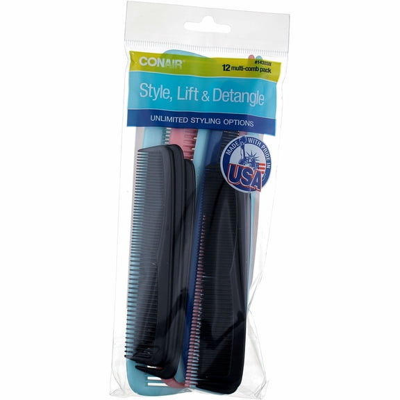 Conair Style Lift & Detangle Hair Combs, 12 Ct (3 pack)