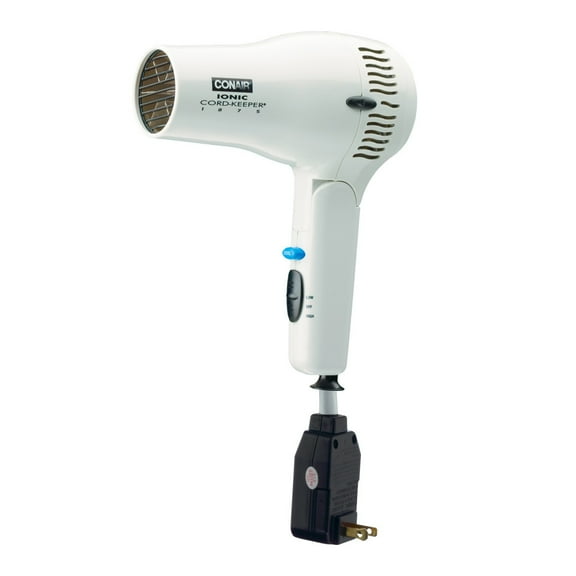 Conair 169WIW 1875 Watt Ionic Cord-Keeper Hair Dryer w/ Folding Handle - White