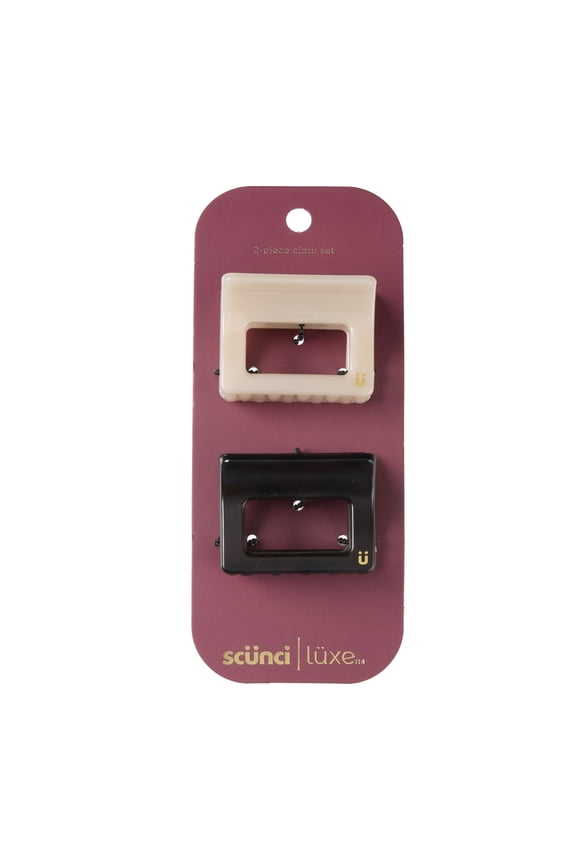 Luxe by Conair Mini Rectangle Claw Clips, Bisque & Tortoiseshell, 2 Count