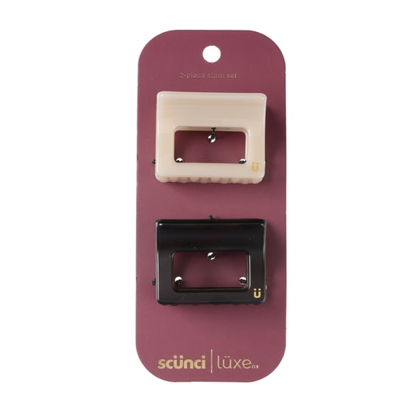 Scunci Luxe by Conair Mini Rectangle Claw Clips, Bisque & Tortoiseshell, 2 Count