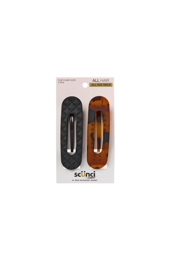 by Conair Flat Claw Clips, Quilted Black & Tortoiseshell, 2 Count