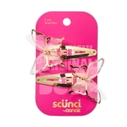 Scunci by Conair Butterfly Snap Hair Clips, Pink & Gold Tone, All Hair Types, 2 Count