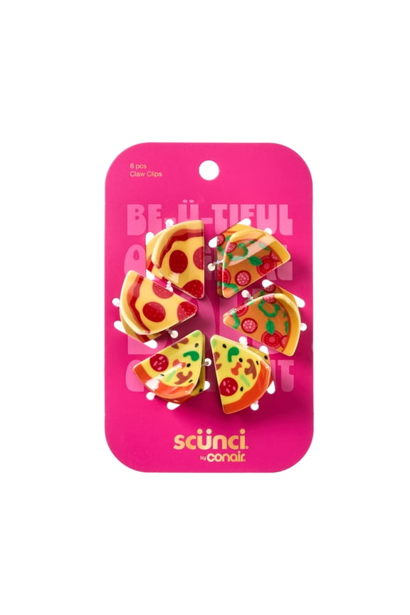 by Conair Pizza Party Claw Hair Clips, Multicolor, All Hair Types, 6 Count