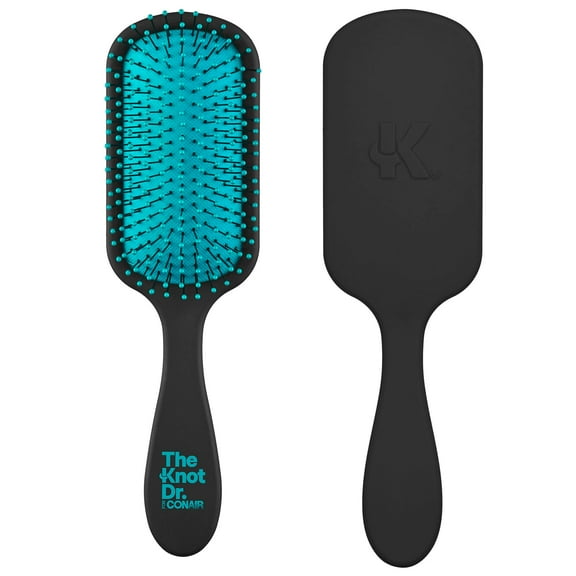 Conair The Knot Dr. hair brush - Pro Mini Detangler, Detangling, Heat Resistant, Irregular shape, Rubber, 1 Count, Black + Blue, All hair types, Unisex