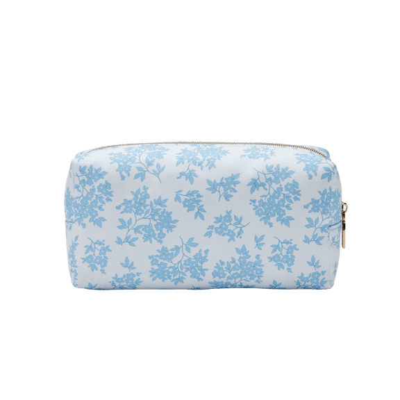 Conair Blue Floral Loaf Organizer, Travel-Ready Beauty Bag with Gold-Tone Hardware