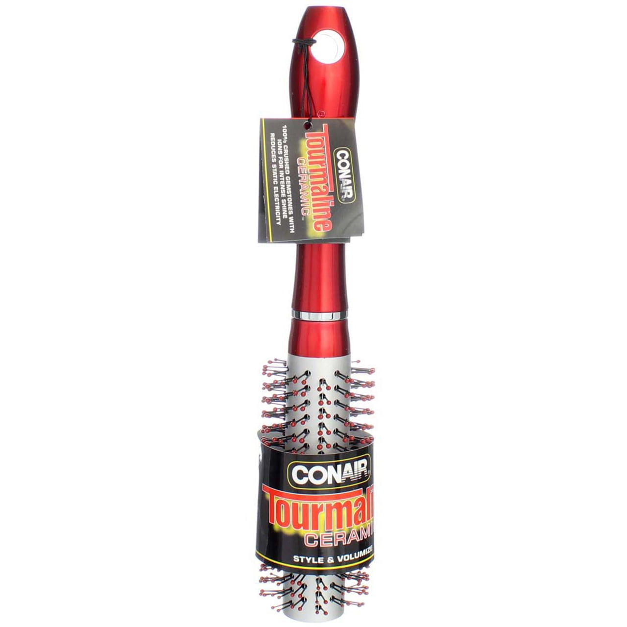 Conair Brush Tourmaline Ceramic Nylon Round Brush Red Medium 1 ea Pack of 4