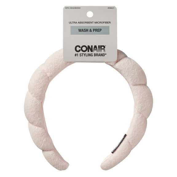 Conair Spa Makeup and Face Washing Headband, Pink Bubble Design, Ultra-Absorbent Terry Cloth